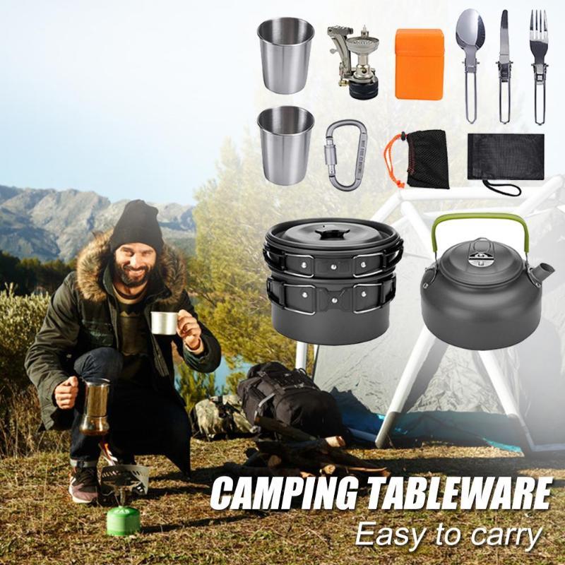 Portable Camping Cooker Stove Set | Aluminum Cookware for Outdoors