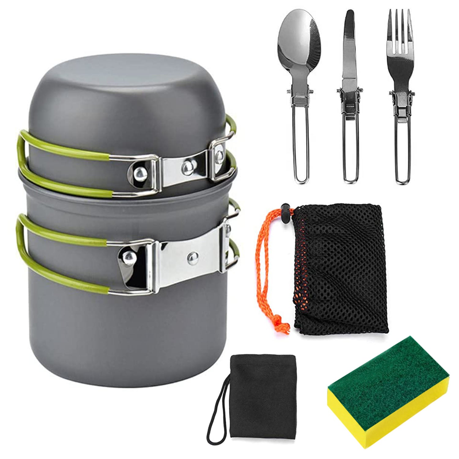8-Piece Camping Cookware Set | Aluminum Pot, Lid & Utensils