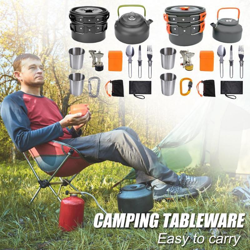 Portable Camping Cooker Stove Set | Aluminum Cookware for Outdoors