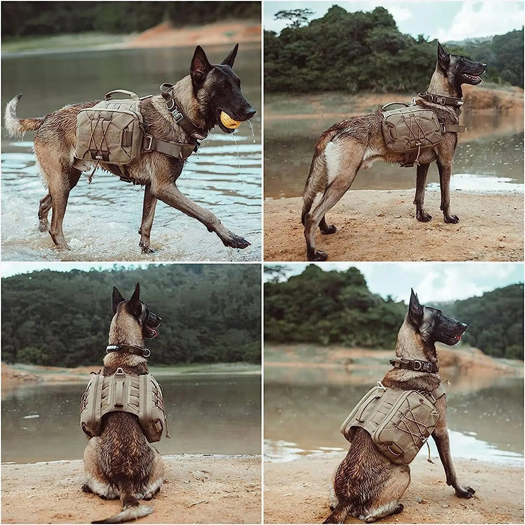 Dog Backpack Tactical Saddle Bag 900D Nylon Hiking Camping Pack Large Dogs