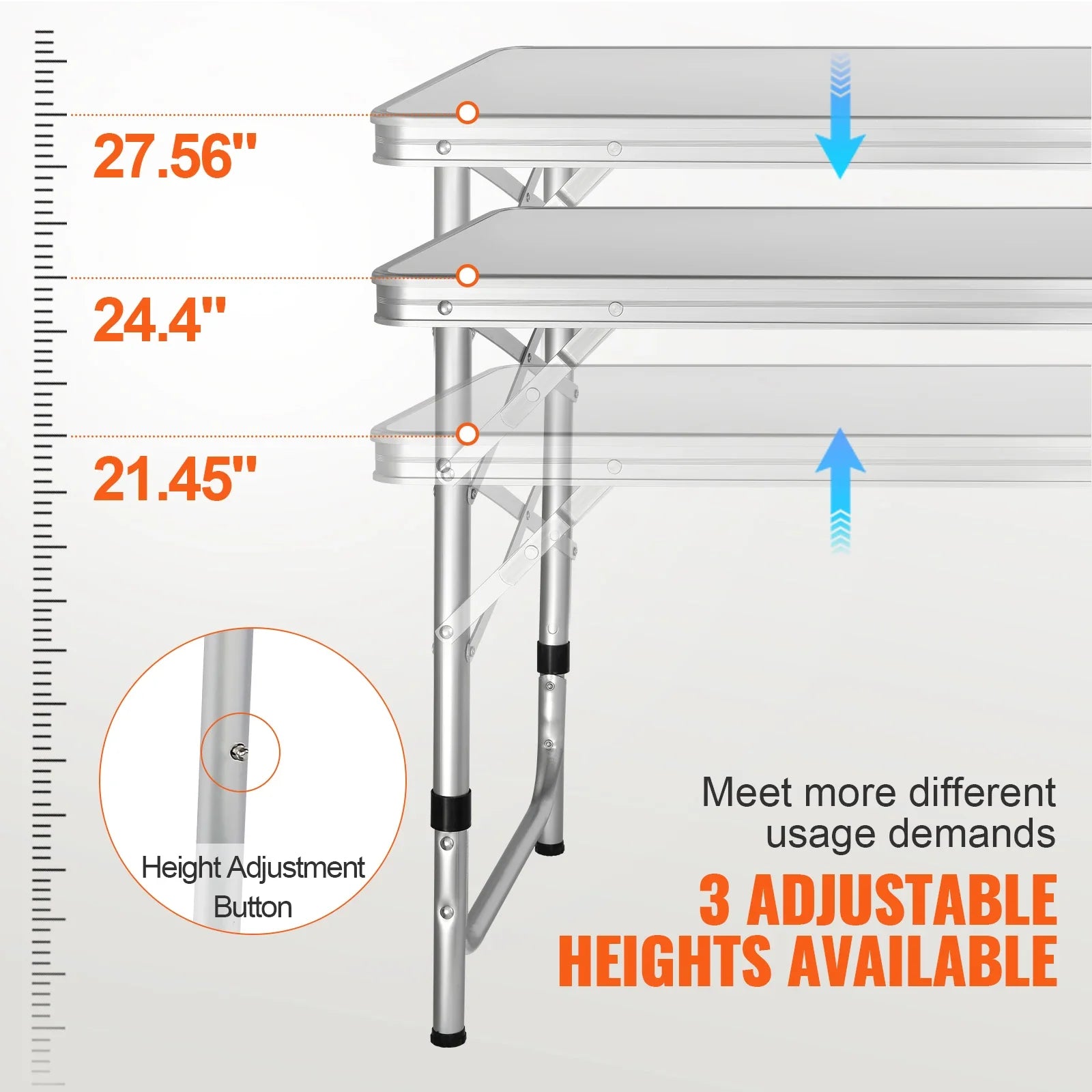 Folding Camping Kitchen Table | 3 Height Settings & Storage Compartments