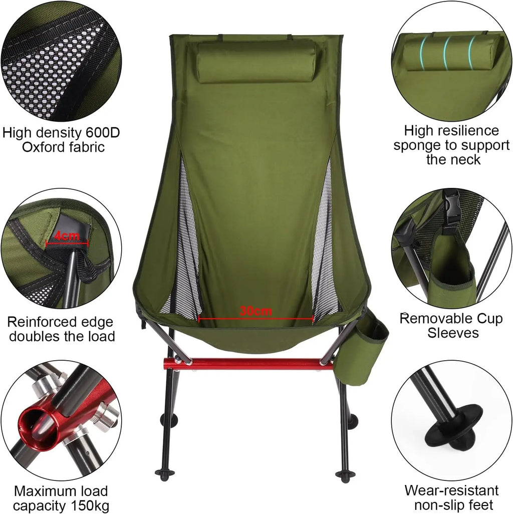 Ultralight Folding Camping Chair | 150kg Capacity | Oxford Cloth